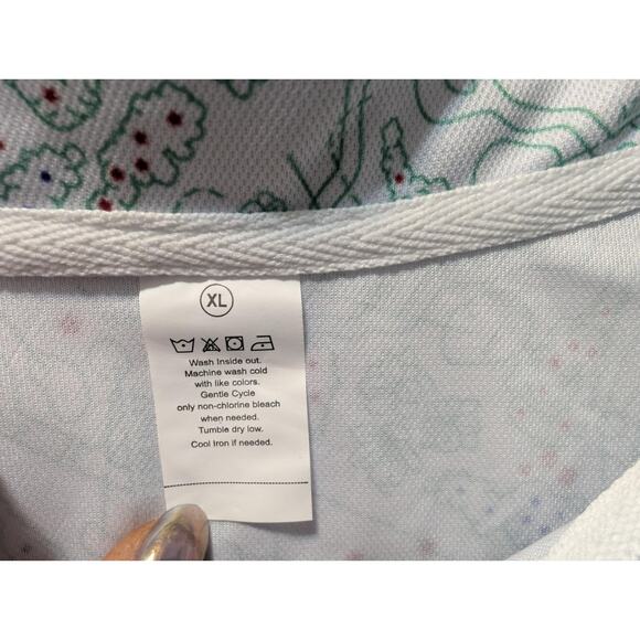 Golf Course Pattern Polo Shirt Men's Size XL White Green Athletic Short Sleeve - Picture 5 of 7